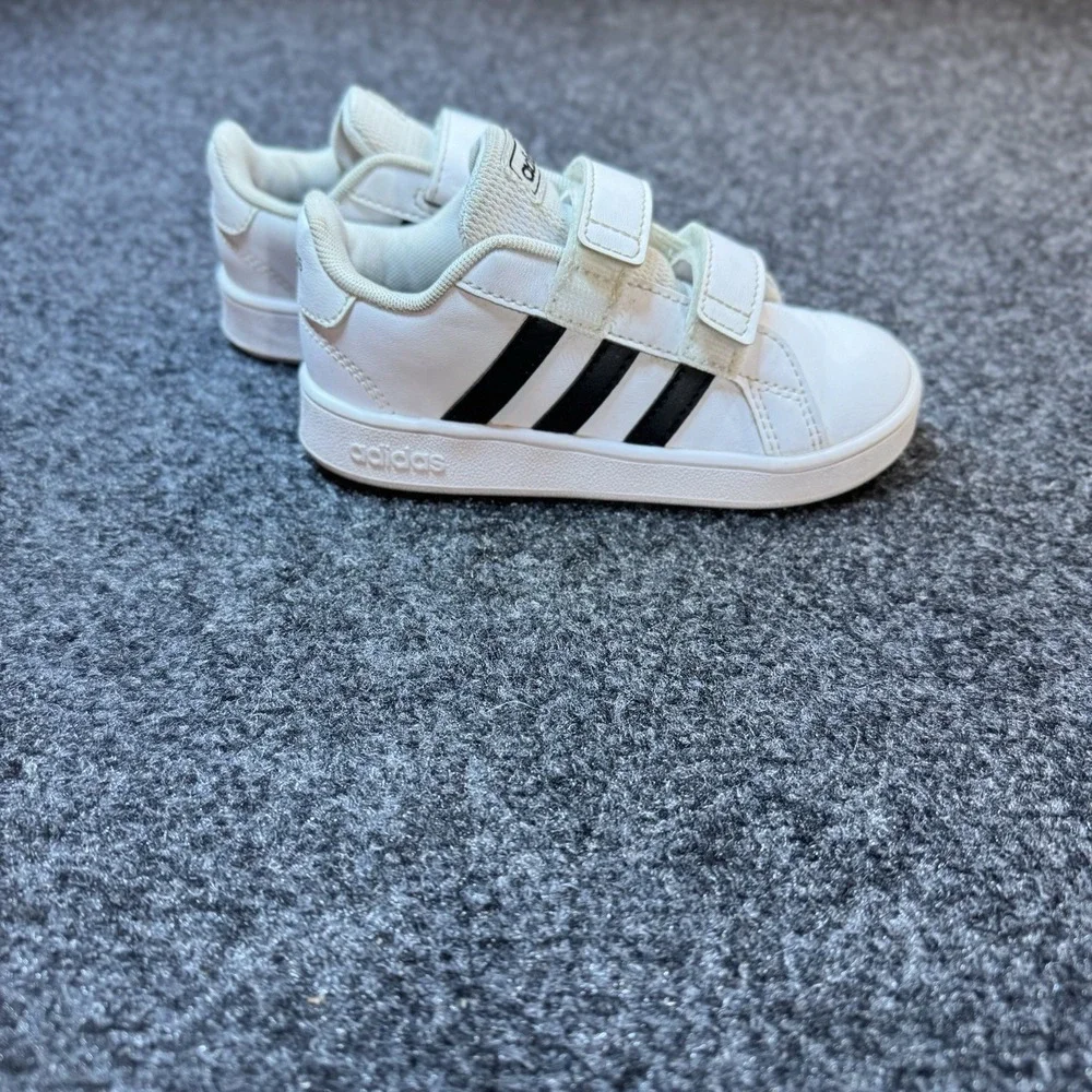 Adidas Grand Court I White Black Hook & Loop Sneaker Toddler Original Size 9K